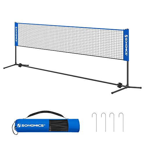 5m Badminton Net, Volleyball Net with Height Adjustable Poles, Portable Net for Junior Tennis, Beach Volleyball, Pickleball, for Garden Park Outdoors, Blue