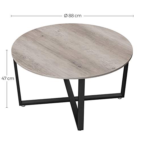 Round Coffee Table, Industrial Style Cocktail Table, Durable Metal Frame, Easy To Assemble, for Living Room, Bedroom, Greige and Black