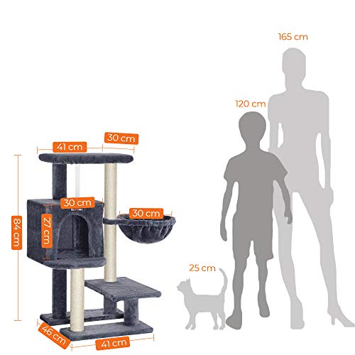 Cat Tree, Small Cat Condo 84 cm, Cat Tower, Smoky Grey