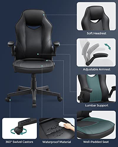 Ergonomic Desk Computer Chair Height Adjustable up to 150kg Load Capacity PU Leather Home Office Office Black