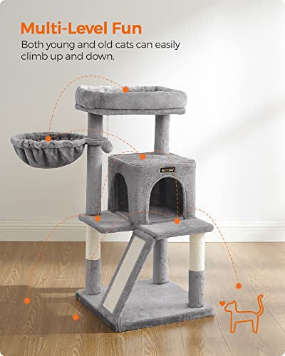 Cat Tree, Cat Tower, Widened Perch for Large Cats, Light Grey