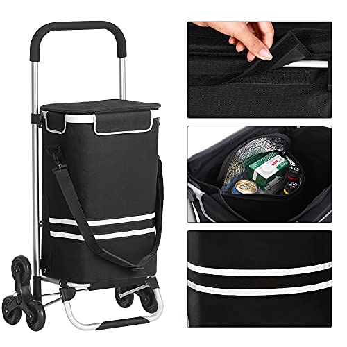 Foldable Shopping Trolley with Cooling Compartment Black