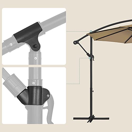 Cantilever Garden Patio Umbrella with Base, 3 m Offset Parasol, Banana Hanging Umbrella, Sunshade with Protection UPF 50+, Crank for Opening Closing, Taupe