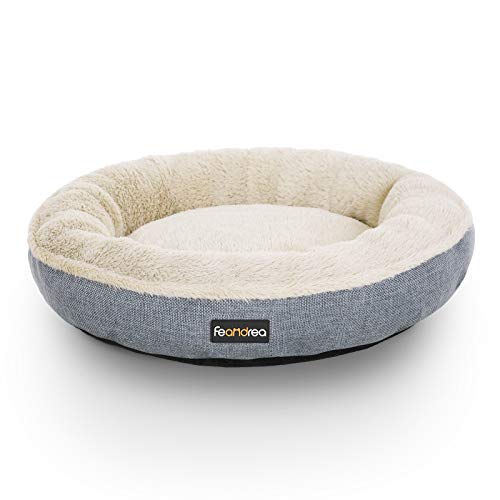 Dog Bed, Dog Sofa, Cat Bed, Donut Shape, Round, 55 cm Dia, Grey