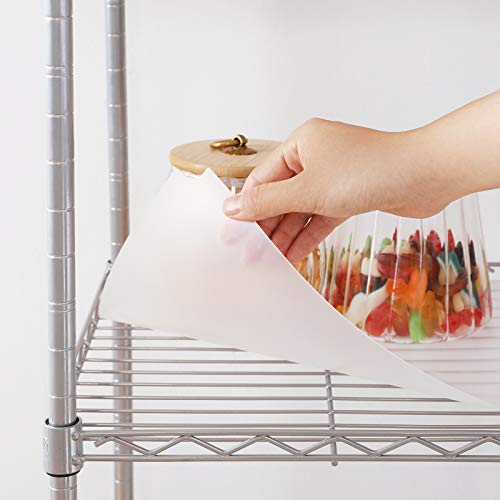 Bathroom Shelf, Metal Storage Rack, Total Load Capacity 100 kg, with 5 PP Sheets, Removable Hooks, 30 x 30 x 123.5 cm, Expandable Design, for Small Space, Silver and Translucent