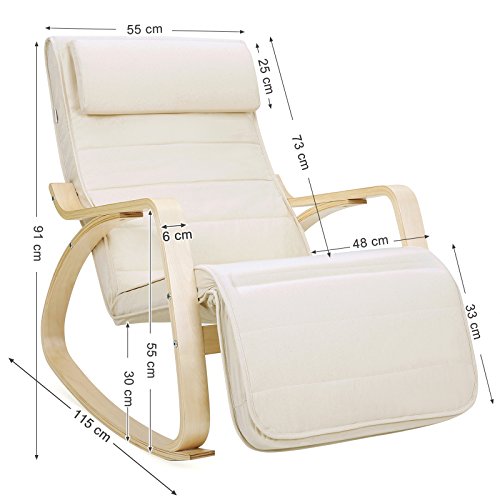 Sunlounger Relaxing Rocking Chair with Adjustable Footrest Max Load: 150 kg Beige