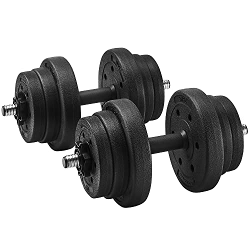 Set of 2 Dumbbells, 2 x 10 kg, Adjustable Weights, for Men Women Workout, Fitness Training, Weight Lifting at Home Gym, Black