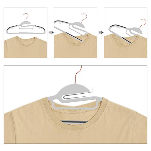 Set of 30 Plastic, S-Shaped Opening, Non-Slip and Space-Saving Hangers, Thickness 0.5 cm, Long 41.5 cm, 360 Degree Swivel Hook, Rose Gold, Grey , White, Standard