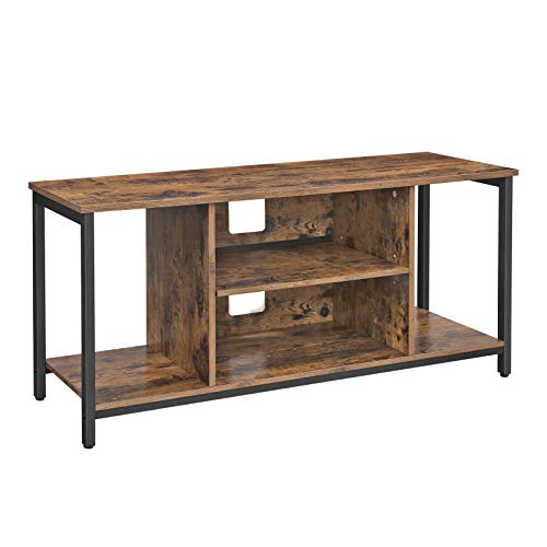 TV Stand for TV up to 50 Inches, TV Cabinet with Open Shelves, TV Console for Living Room, Entertainment Room, Rustic Brown and Black