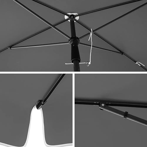 Rectangular Balcony Parasol 1.8 x 1.25 m, UPF 50+ Protection, Tilting Sunshade, PA-Coated Canopy, Carrying Bag, Garden Terrace, Base Not Included, Grey