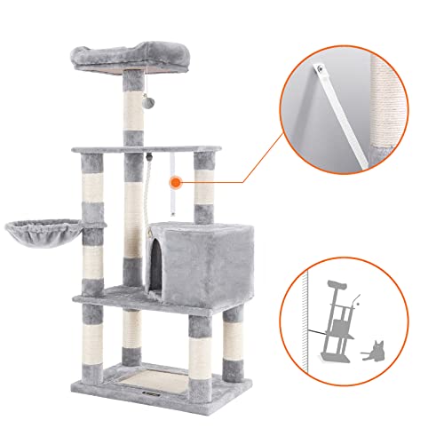 Stable Cat Tree, Play Tower 138 cm, Light Grey