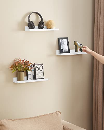 Wall Shelf 3 Set Floating Shelves Ledge for Picture Frames and Books, 38 x 10 cm, MDF White