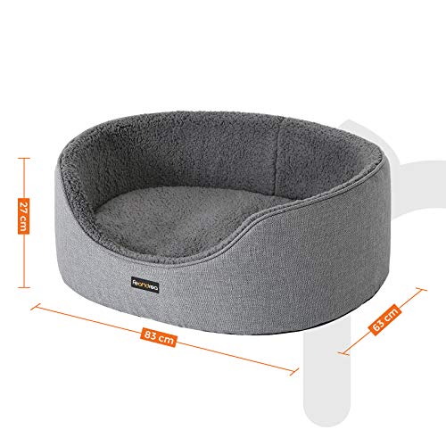 Dog Bed, Pet Bed, Reversible Cushion, 83 x 63 x 27 cm, Grey