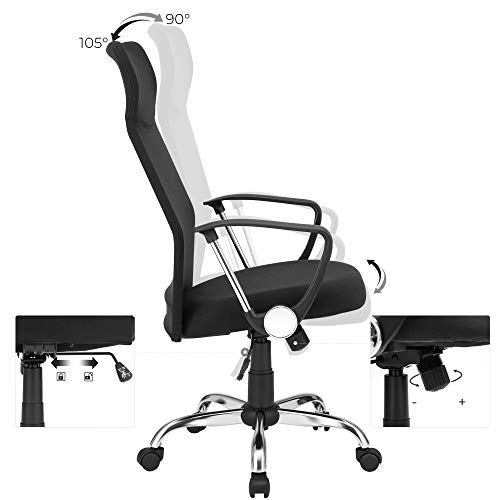 Office Chair Ergonomic Swivel Chair Padded Seat Fabric Cover Adjustable and Tiltable up to 120 kg Load Capacity Black