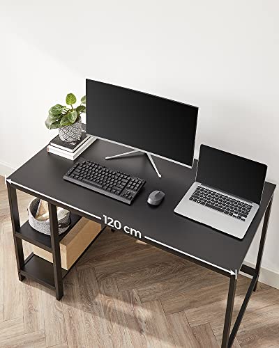 Computer Desk PC Desk Office Table with 2 Shelves on Right or Left Side for Office Living Room Steel Frame Industrial Design Black