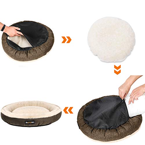 Dog Bed, Dog Sofa, Cat Bed, Donut Shape, Round, 65 cm Dia, Brown