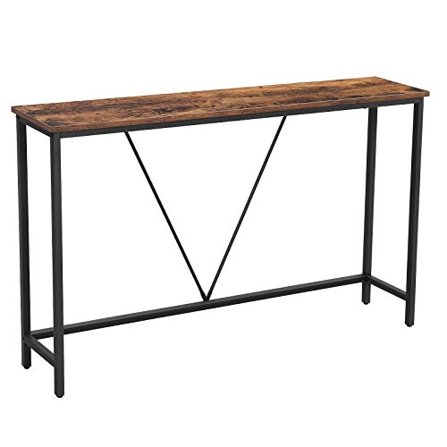 Console Table with Stable Steel Frame for Living Room Bedroom Entrance Industrial Style Vintage Brown and Black, Engineered Wood Alloy, 120 x 23 x 74 cm (L x W x H)