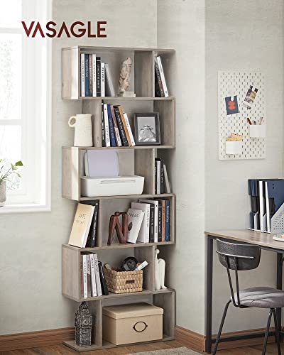 Bookshelves, 6-Tier Bookcase, Room Divider, Cube Display Shelf, Freestanding Storage Shelf, Modern Style, for Living room, Bedroom, Office, Greige