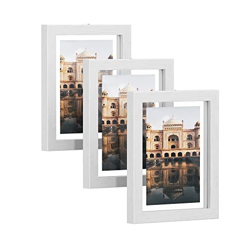 Set of 3 Picture Frames, for 4x6 (4x6 Inches) 5x7 Inches (5x7 Inches) 6x8 Inches (6x8 Inches), White