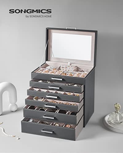 Jewellery Box, Jewellery Organiser, Large Jewellery case, with 6 Layers and 5 Drawers