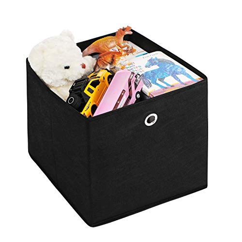 Set of 6 Storage Boxes, Non-Woven Fabric Foldable Storage Cubes and Toy Clothes Organiser Bins, 2 Grey+ Black+ Beige ,30 x 30 x 30 cm