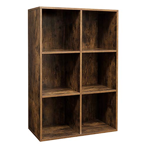 6-Cube Bookcase, Storage Unit, Display Rack for Trinkets, Souvenirs, Potted Plants, for Study Room, Office, Living Room, 65.5 x 30 x 97.5 cm, Rustic Brown