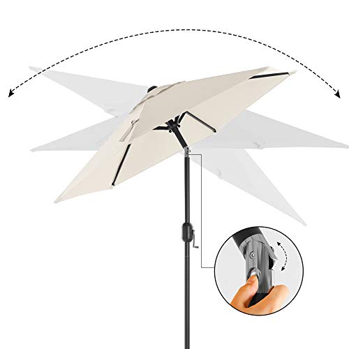 197 cm Garden Parasol Umbrella, UPF 50+, Sun Shade, 30° Tilt in 2 Directions, Crank Handle for Opening and Closing, for Outdoor Gardens Pool Balcony Patio, Base Not Included, Beige