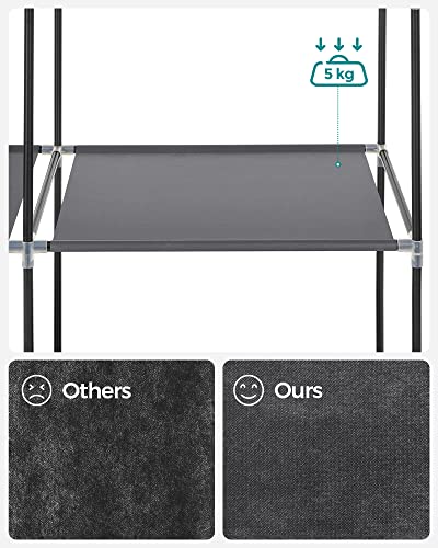 Fabric Wardrobe, Clothes Storage Organiser, 6 Shelves, 1 Hanging Rail, Non-Woven Fabric, Metal Frame, 45 x 105 x 168 cm, for Bedroom, Dressing Room, Grey