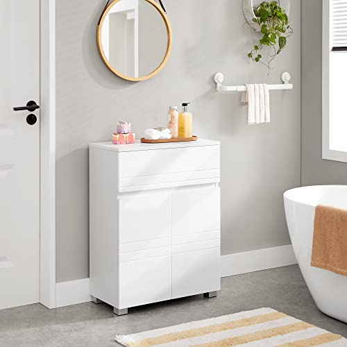 Bathroom Cabinet, Sideboard Cabinet, with Drawer, 2 Doors, Adjustable Shelf, for Hallway, 60 x 30 x 80 cm, White