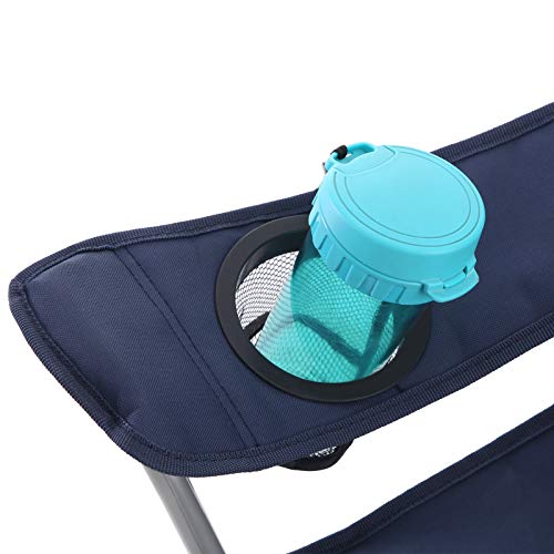 Folding Camping Chair, Outdoor Chair with Armrests, Headrest and Cup Holder, Stable Structure, Max. Capacity 150 kg, Dark Blue