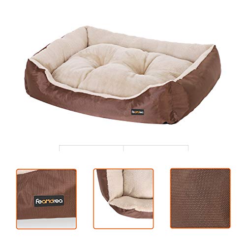 Dog Bed, Dog Sofa, Reversible Cushion, 80 x 65 x 20 cm, Brown