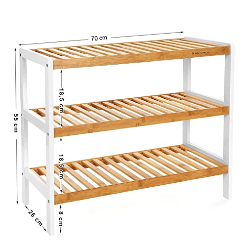 3-Tier Bamboo Shoe Rack, Stand Organizer, Storage Shelf, 70 x 26 x 55 cm (W x D x H), ideal for Hallway, Bathroom, Living Room, bedroom and Corridor