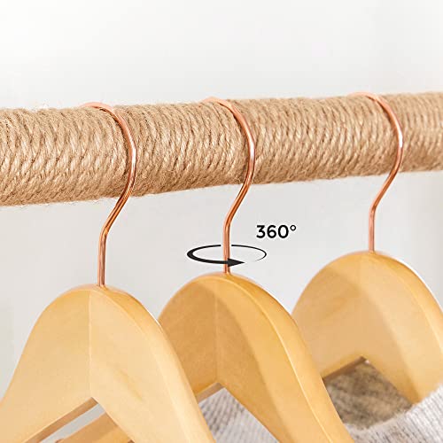 Maple Wood Coat Hangers, Set of 20 Clothes Hangers with Shoulder Notches, 360 Degree Swivel Hook in Rose Gold, for Shirts, Trousers, Jackets, Natural