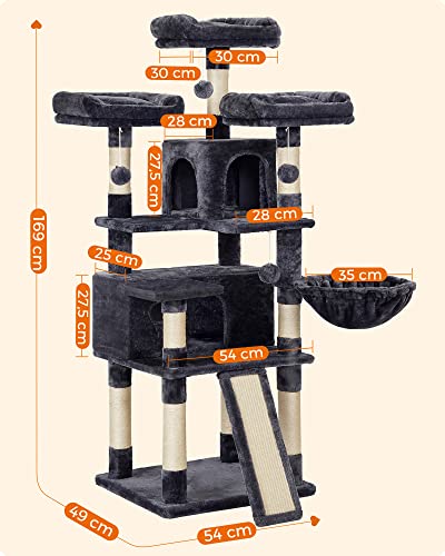 Cat Tree, XXL Cat Condo 172 cm, Smoky Grey