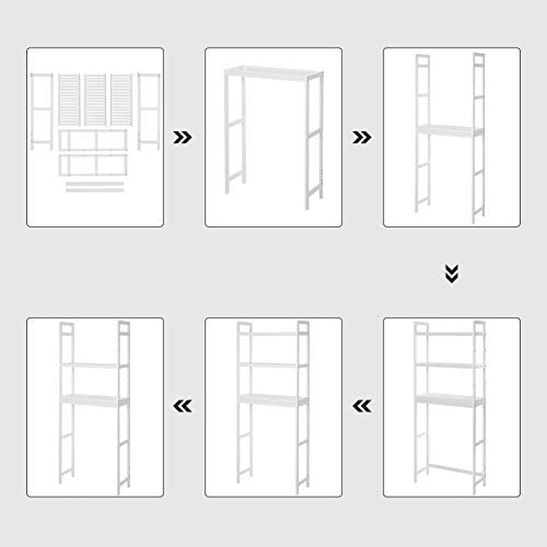 Over-the-Toilet Storage, 3-Tier Bamboo Toilet Rack, Bathroom Organiser with Adjustable Shelves, Multifunctional, Static Load 15 kg per Tier, Easy Assembly, White