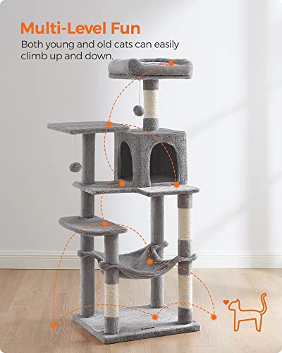 Cat Tree, Cat Condo with Hammock, 143 cm, Light Grey