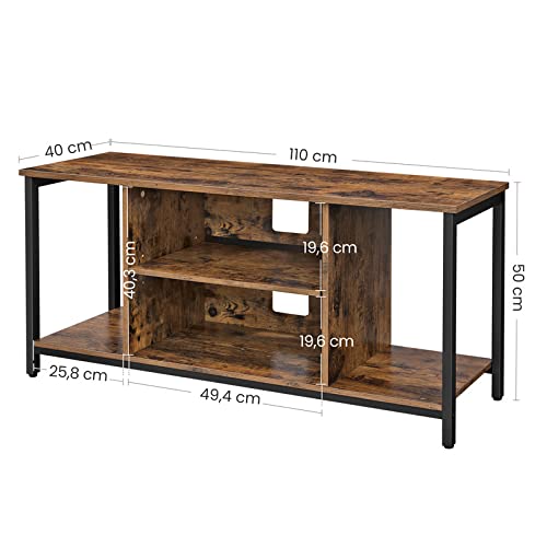 TV Stand for TV up to 50 Inches, TV Cabinet with Open Shelves, TV Console for Living Room, Entertainment Room, Rustic Brown and Black