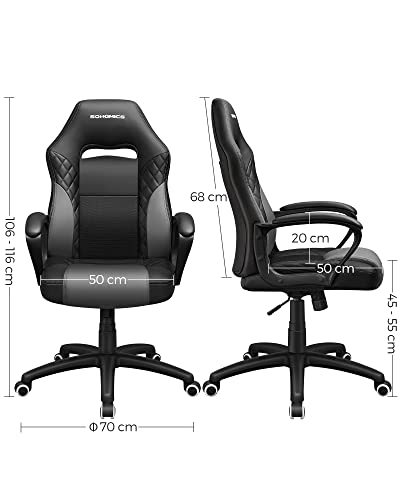 Racing Sport Office Chair with Tilt Function Computer Desk Swivel Chair PU Black-Grey