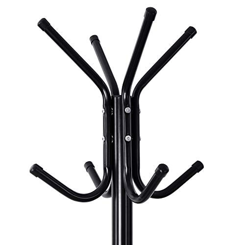 Stylish Metal Coat Rack Stand Hanger 12 hooks 176 cm Black