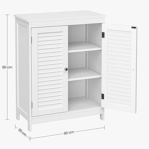 Bathroom Cabinet, Bathroom Cabinet, Storage Cabinet with 2 Doors, with 2 Adjustable Shelves, Scandinavian Style, White