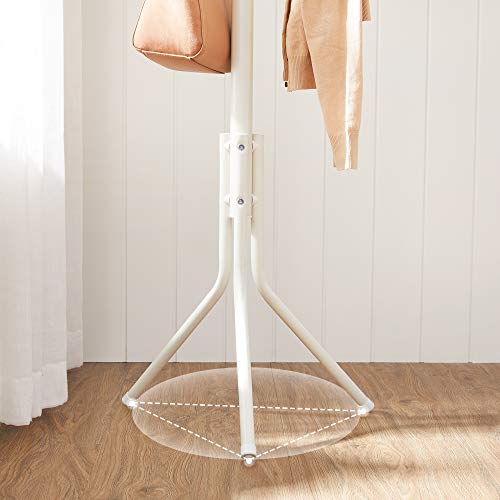 Metal Coat Rack, Clothes Stand, Hat Handbag Hanger, 182 cm Tall Hall Tree,  , creamy white/ Ivory