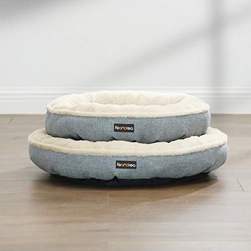 Dog Bed, Dog Sofa, Cat Bed, Donut Shape, Round, 55 cm Dia, Grey