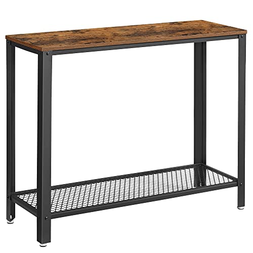 Console Table, Entryway Table, Stable Sofa Table, for Living Room, Bedroom, Easy Assembly, Rustic Brown and Black