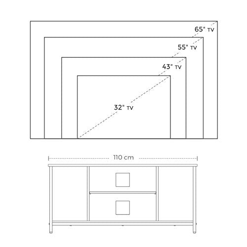 TV Stand for TV up to 50 Inches, TV Cabinet with Open Shelves, TV Console for Living Room, Entertainment Room, Rustic Brown and Black