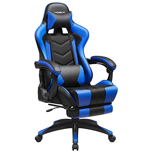 Gaming Chair, Ergonomic Office Chair, Desk Chair, Extendable Footrest, 90°-135° Tilt Angle, Maximum Load 150 kg, Black/Blue