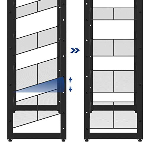 12-Tier Shoe Rack, Set of 2 Stackable 6-Tier Shoe Organisers, 48-60 Pairs of Shoes, Large Capacity, Metal Mesh Shoe Shelf Storage, Adjustable Flat or Angled Shelves, Black