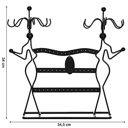 Jewellery Organiser, Jewellery Holder, for Necklaces, Earrings, Rings, Accessories Rack, Jewellery Stand, Black