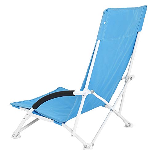 High Back Beach Chair, Portable Folding Camping Chair, Folding Chair, Lightweight, Comfortable and Heavy Duty Outdoor Chair with Carry Bag, Light Blue