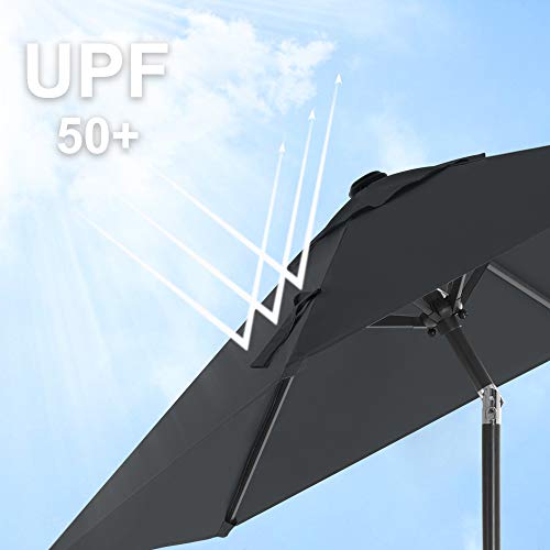 197 cm Garden Parasol Umbrella, UPF 50+, Sun Shade, 30° Tilt in 2 Directions, Crank Handle for Opening and Closing, for Outdoor Gardens Pool Balcony Patio, Base Not Included, Grey