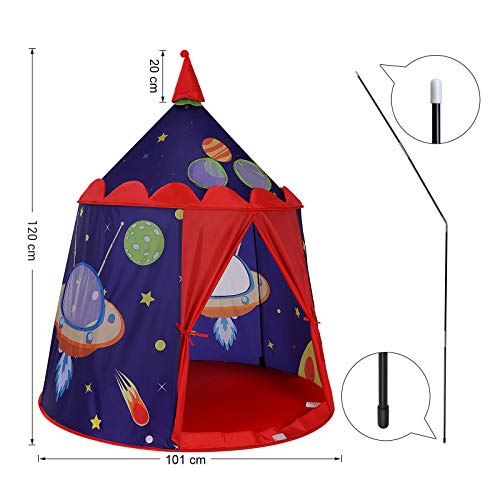 Prince Castle Play Tent for Boys Toddlers, Indoor and Outdoor Playhouse, Portable Pop Up Play Teepee with Carry Bag, Gift for Kids, EN71 Certified, Blue